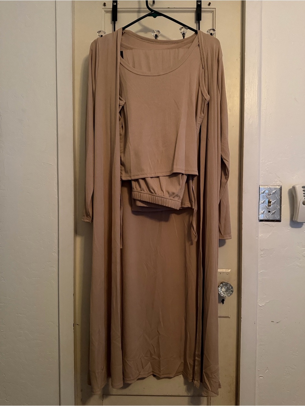 Ribbed 3 Piece Loungewear Set in Nude